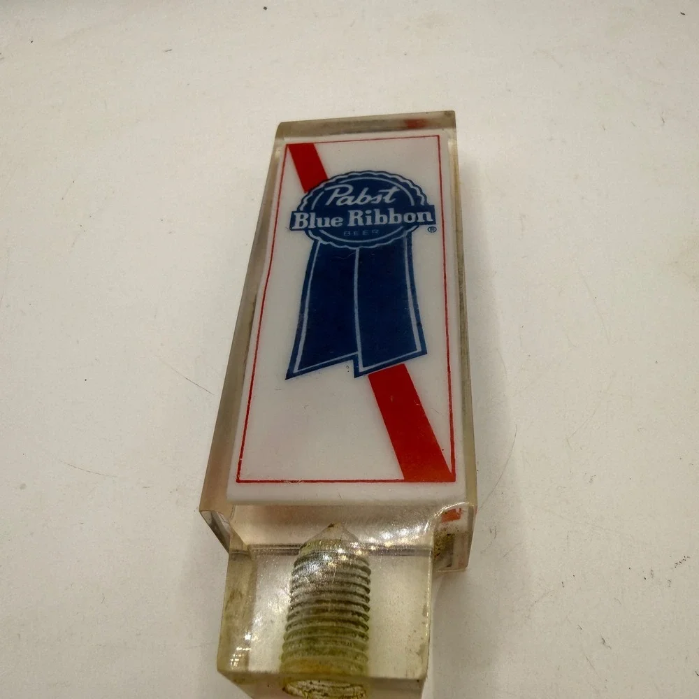 Vintage Pabst Blue Ribbon PBR Beer Tap Handle Lucite Acrylic Bar Decor